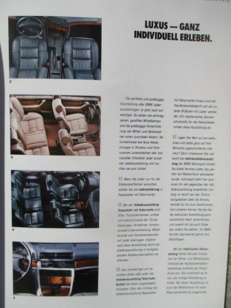 BMW 730i 740i iL 750i iL E32 Sonderausstattungen 9/1992