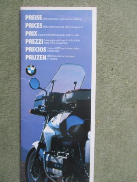 BMW Preise Motorrad-& Fahrerausstattung 1991
