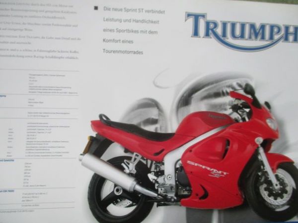 Triumph Sprint ST +Tiger Prospektblatt 1998