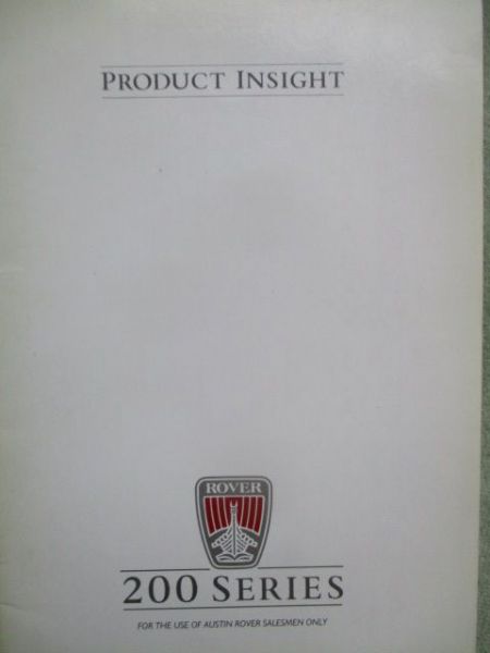 Rover 200 Series Product Insight November 1986