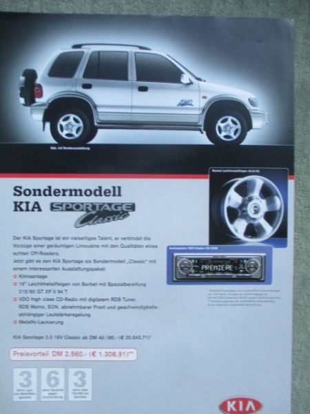 Kia Sportage Classic Prospektblatt 11/2000
