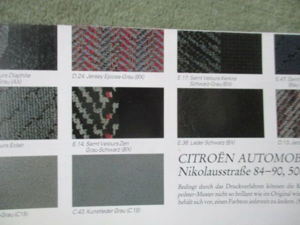 Citroen Karosserie- und Polster-Farben Modelljahr 1991