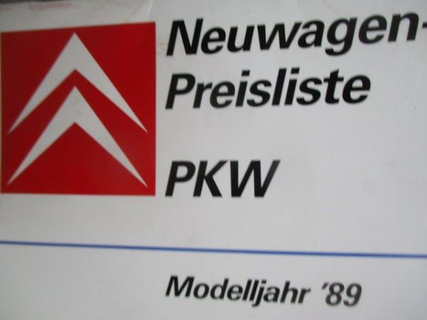 Citroen Neuwagen Preisliste Modelljahr 1989