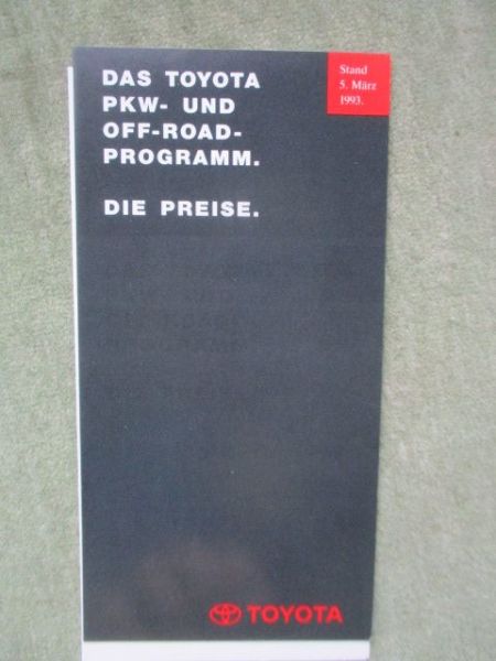 Toyota Nutzfahrzeug Programm Preise 2.Januar 1993