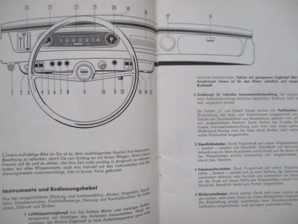 Opel Kadett A März 1964 Betriebsanleitung