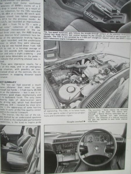 CAR test BMW 735 iA/T E23 July 1984