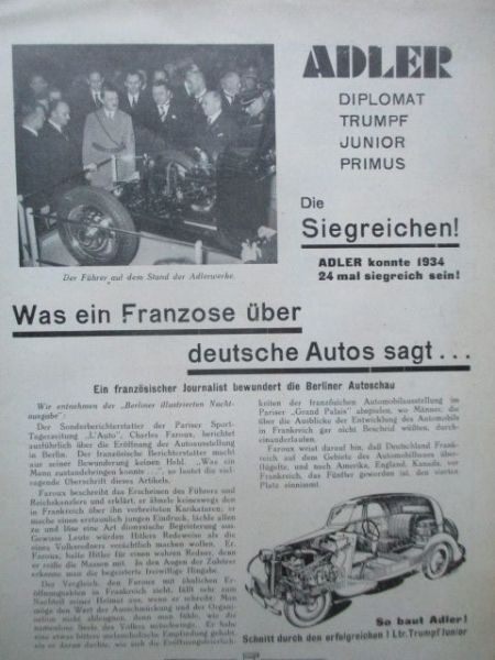 Adler Trumpf - Junior Prospekt +Beilagen Rarität