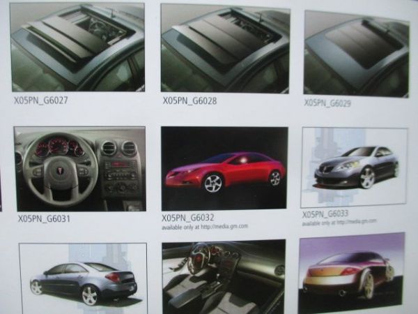 Pontiac G6 2005 Pressemappe Englisch