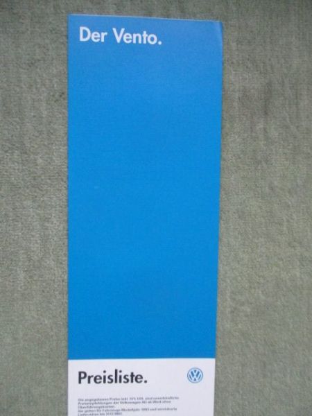 VW Vento Preisliste Juni 1992