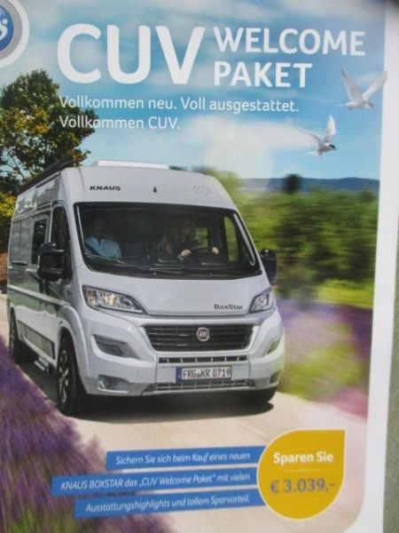 Knaus Boxstar CUV Welcome Paket Prospektblatt