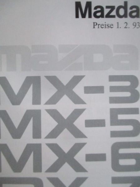 Mazda Preise 1.2.1993