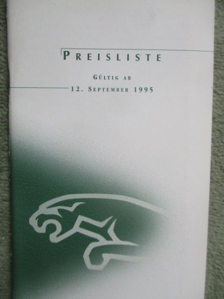 Jaguar Preisliste 12.September 1995