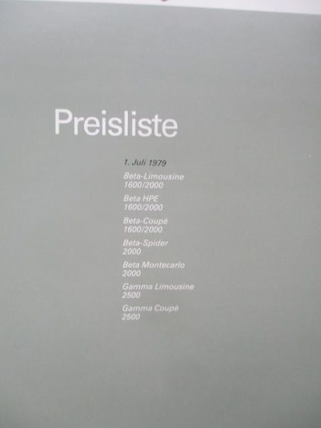 Lancia Preisliste 1. Juli 1979
