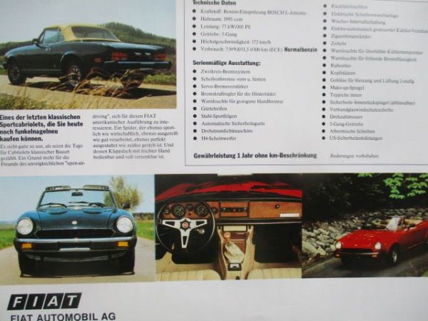 Fiat 124 Spider 2000 Pininfarina Prospektblatt