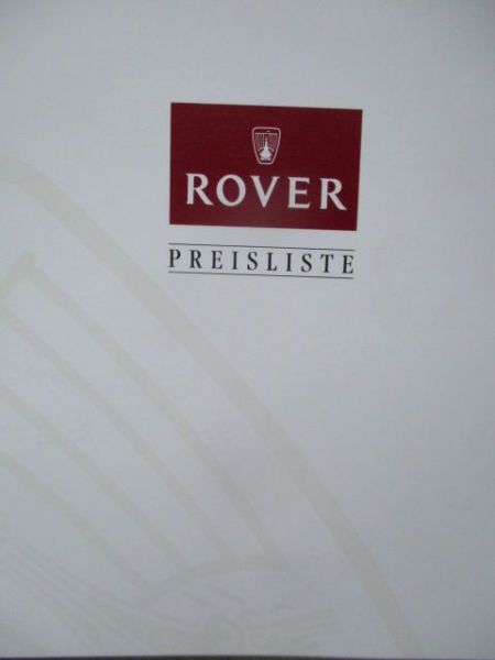 Rover Preisliste März 1995