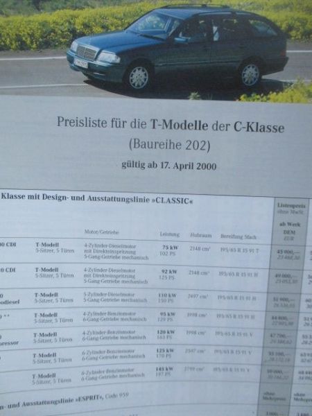Mercedes Benz C-Klasse W202 T-Modelle 4/2000