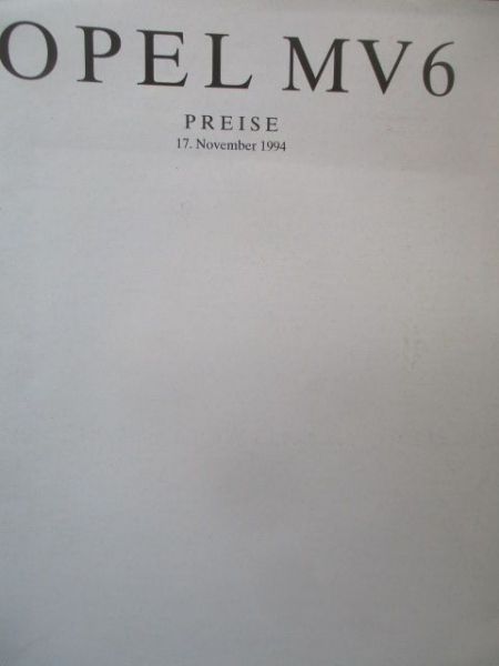 Opel MV6 Preise 17.November 1994