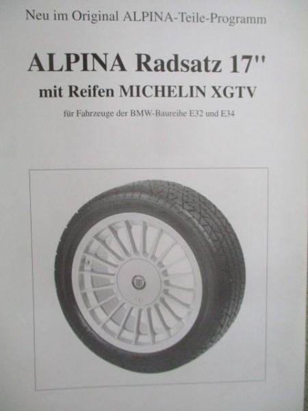 Alpina Radsatz 17 Zoll für E32 und E34 Prospektblatt