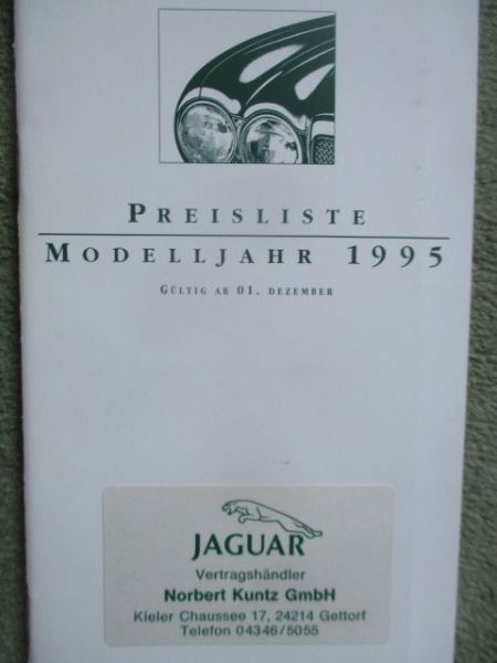 Jaguar Preisliste Modelljahr 1995