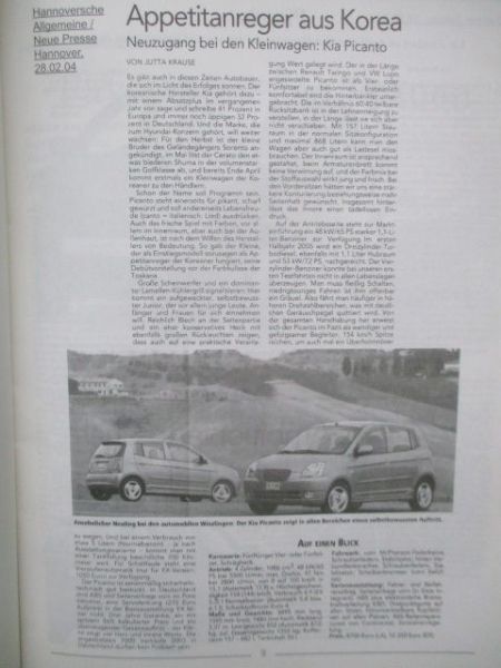 Kia Pressespeigel Januar+Februar 2004
