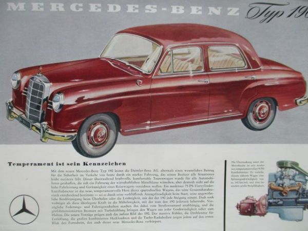 Mercedes Benz Typ 190 Prospektblatt
