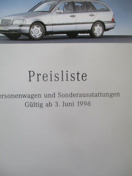 Mercedes Benz PKW Preisliste 3. Juni 1996