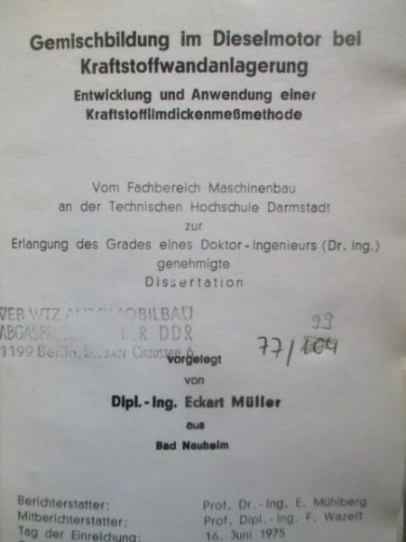 Gemischbildung im Dieselmotor bei Kraftstoffwandanlagerung Dissertation Müller Teil 1
