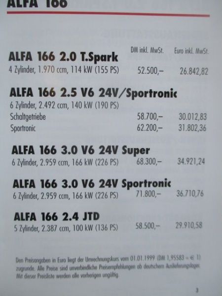 Alfa Romeo 166 Februar 1999