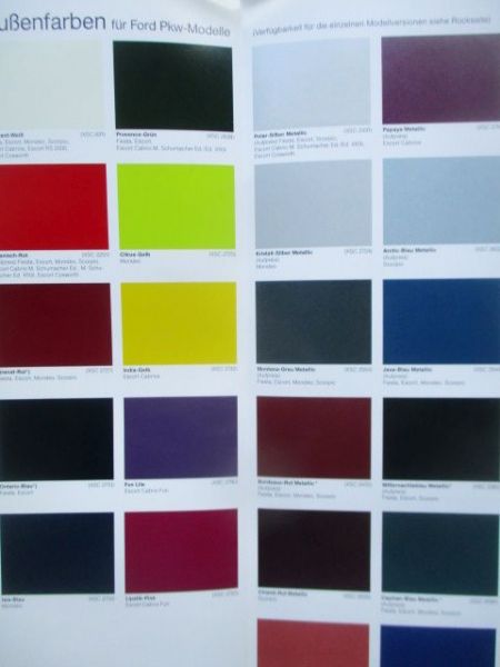 Ford Außenfarben & Polsterfarben/-strukturen 1/1994