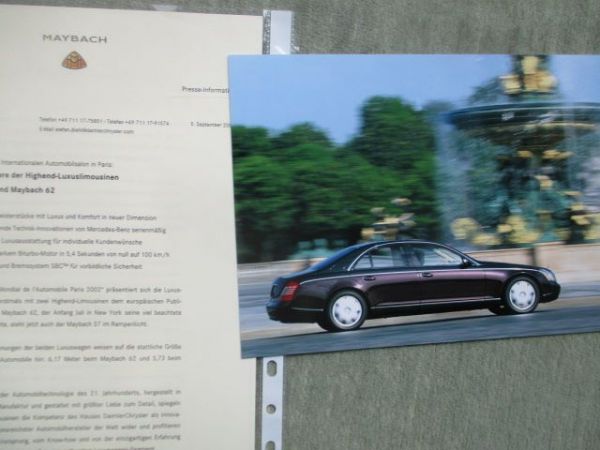 Maybach 57 und 62 Presseinformation 5.September 2002