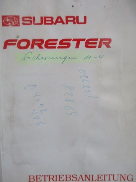 Subaru Forester (SF) Bordbuch Oktober 1997