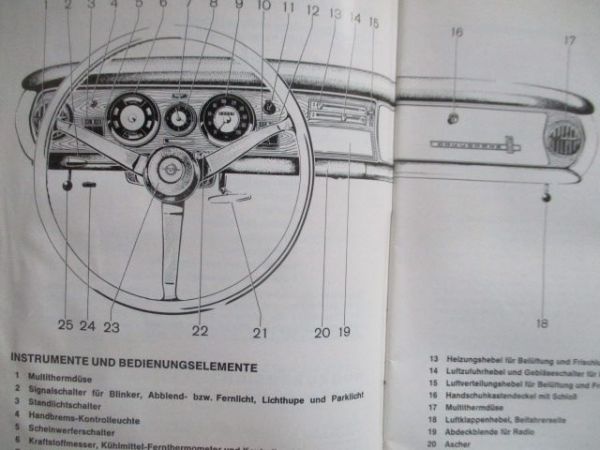 Opel Commodore A April 1968 Bordbuch Deutsch