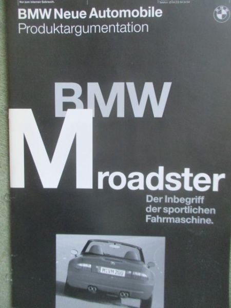 BMW Z3 M Roadster E36/7 Produktargumentation Oktober 1996