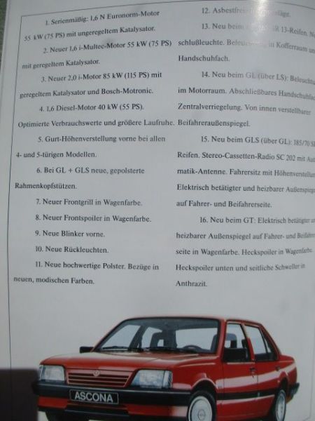 Opel 1987 Technik und Taktik für den Erfolg Produktinformation