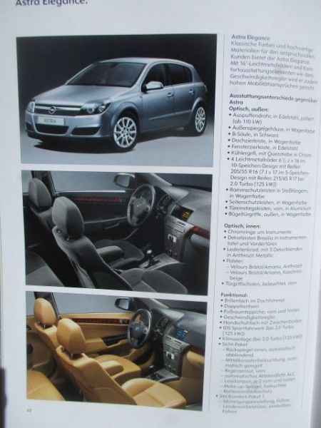 Opel Astra H Produktinformation Dezember 2003