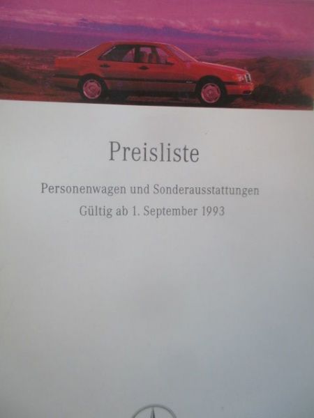 Mercedes Benz Preisliste September 1993