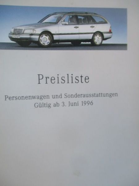 Mercedes Benz Preisliste Personenwagen & Sonderausstattungen Juni 1996
