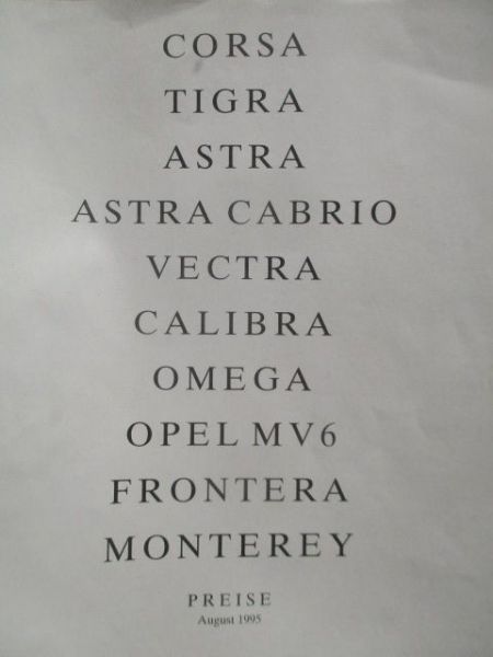 Opel Alle Preisliste August 1995