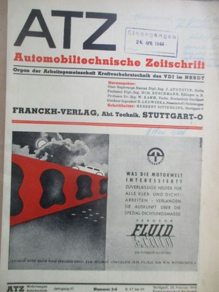 Automobiltechnische Zeitschrift März+April 1944