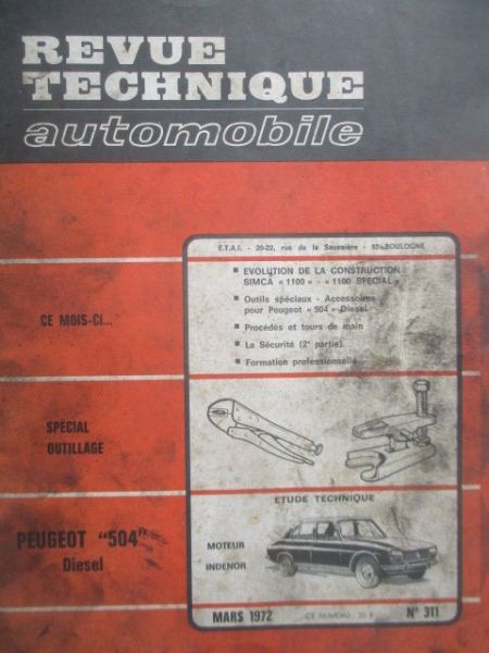 Peugeot 504 Diesel Revue Technique automobile Mars 1972