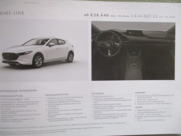 Mazda 3 (BP) Preisliste Januar 2025