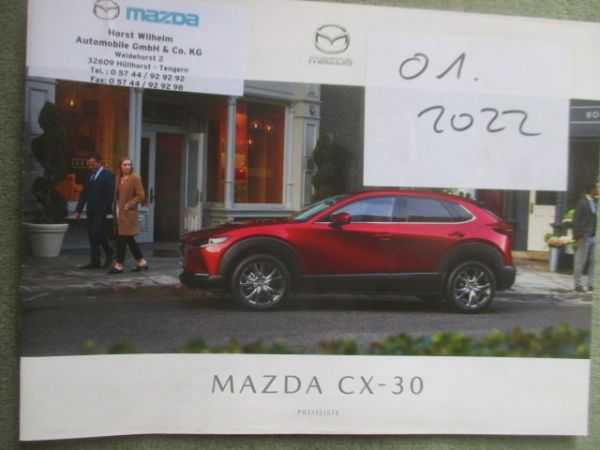 Mazda CX-30 Preisliste Januar 2022