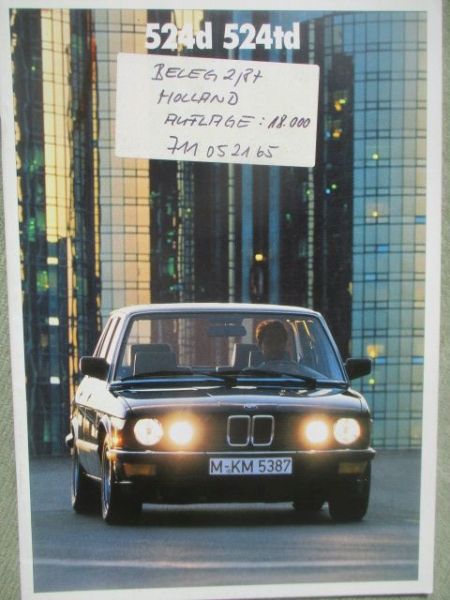 BMW 524d 524td Holland September 1987 E28