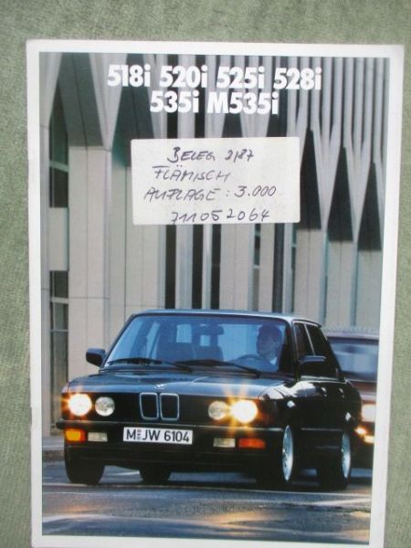 BMW 518i 520i 525i 528i 535i M535i Flämisch September 1987