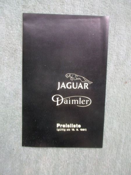 Jaguar Daimler Preisliste 15. September 1981