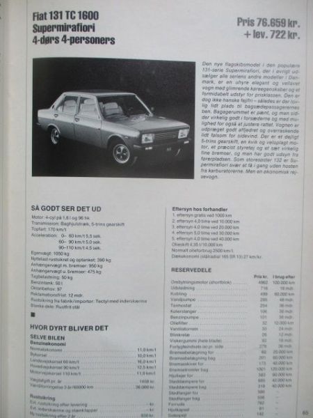 arets biler af Bent Elsnab Modelljahr 1979 Dänisch