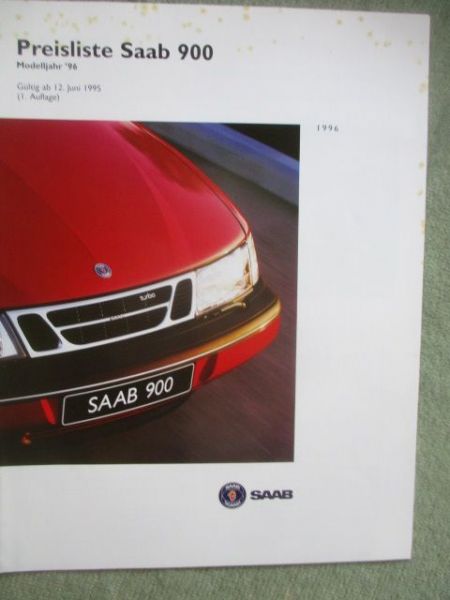 Saab 900 Preisliste Modelljahr 1996