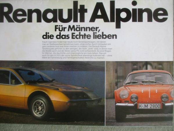 Renault Alpine 1300 +A310i Prospekt Deutsch Poster