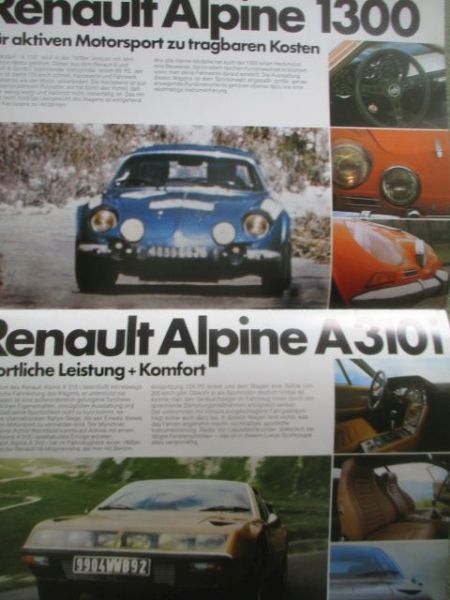 Renault Alpine 1300 +A310i Prospekt Deutsch Poster