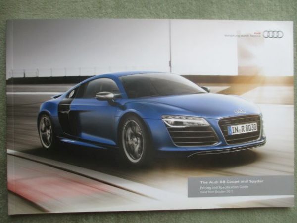 Audi R8 Coupé and Spyder Pricing and Specification Guide October 2012